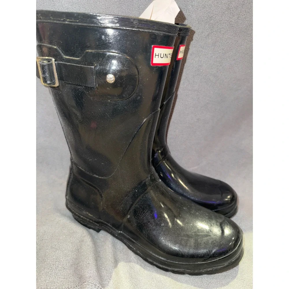 Hunter Original Short Gloss Black Waterproof Rain Boots Womens Size 9 US 7 UK